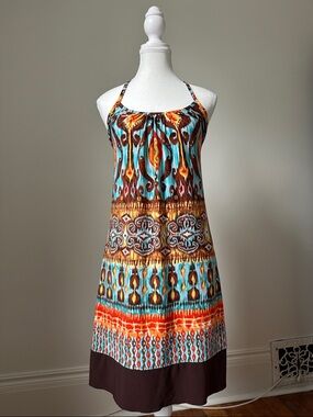 SUZY SHIER Y2K Vacation Festival‎ Summer Halter Neck Mini Dress Size Small